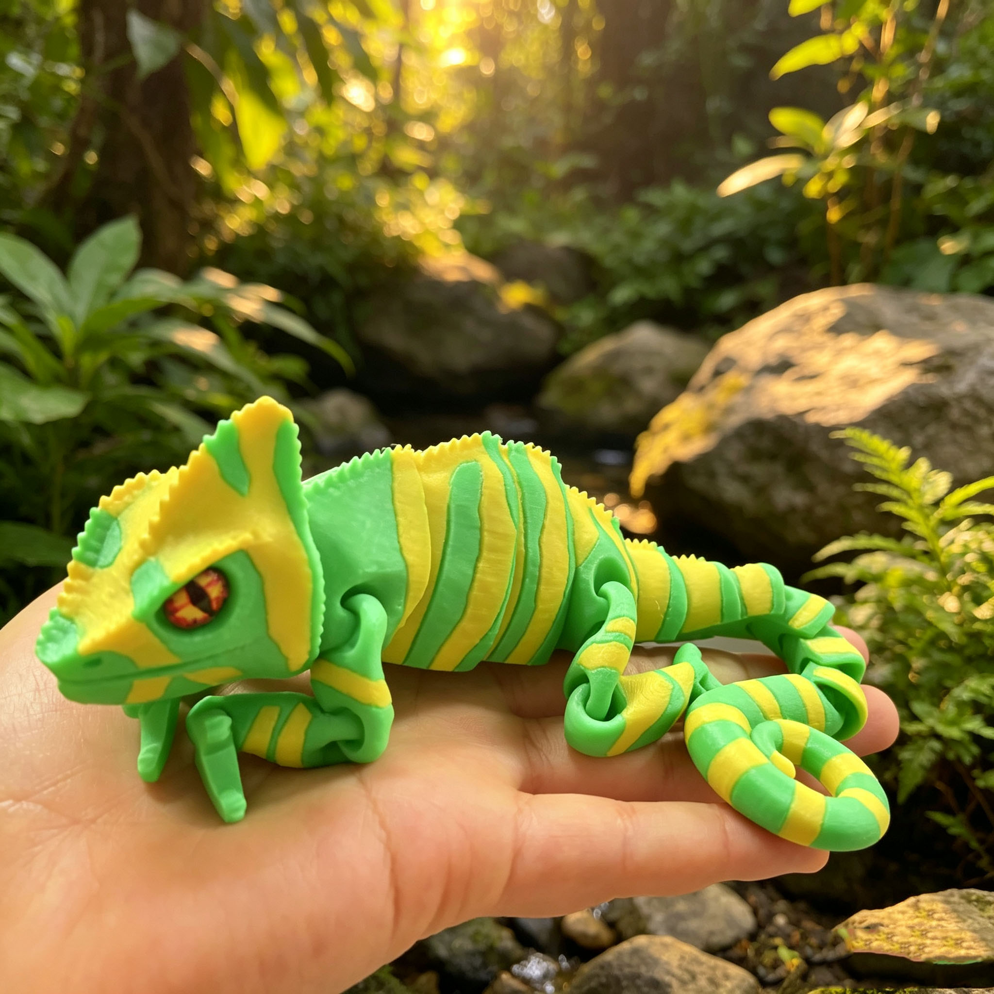 3D Printing Lizard - دمية شاميلون المفصلية المرنة للطاولة، ديكور